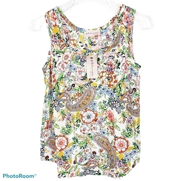 𝅺PHILOSOPHY Floral & Paisley Sleeveless Top NWT XS - Picture 1 of 7
